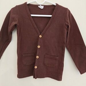Jamie Kay Kids Brown 100% Pima Cotton Button Front Cardigan Sweater Size 4 4Y